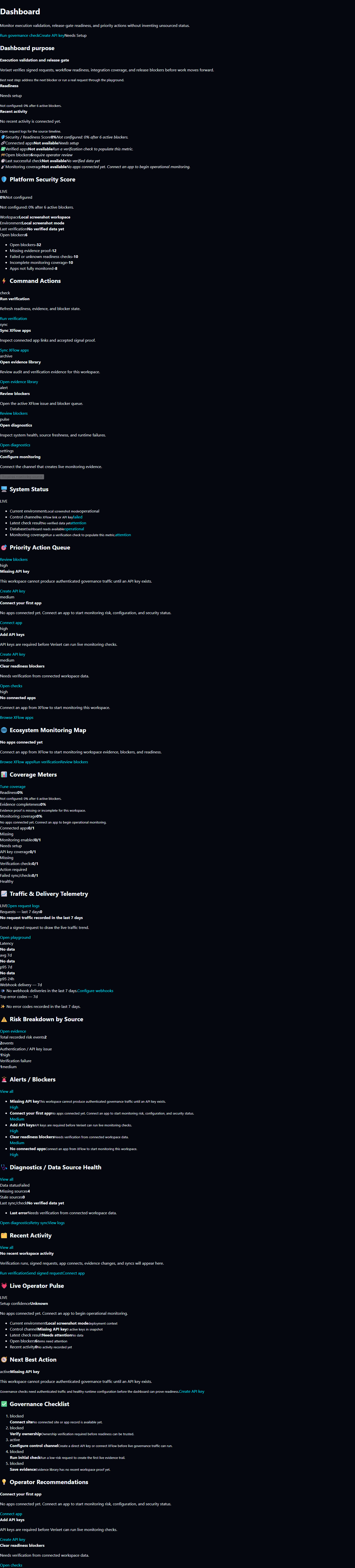 Validation governance dashboard screenshot